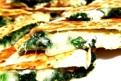 Spinach and feta quesadillas