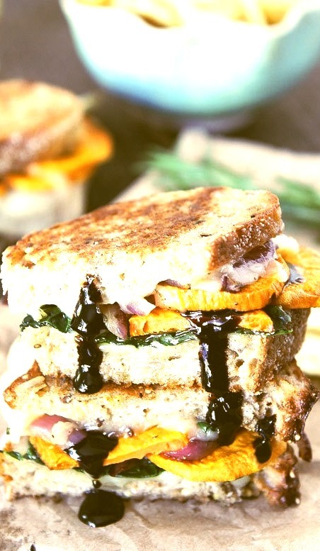 sweet potato kale grilled cheese sandwich
