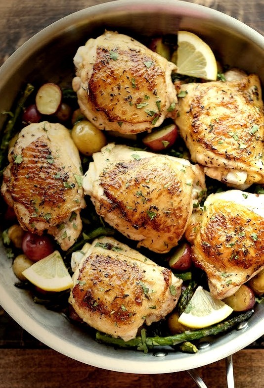 Lemon Chicken with asparagus and potatoes