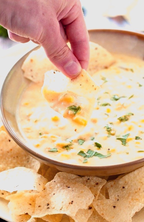 Green Chile Sweet Corn Queso Dip
